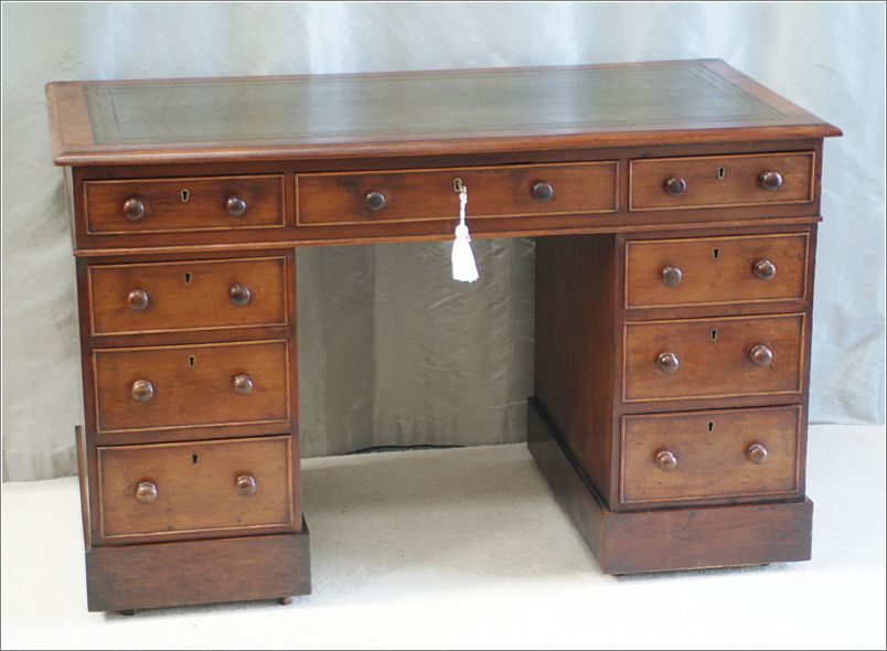2041 Antique Small Mahogany Pedestal Desk (3)